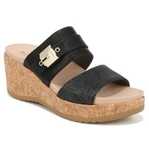 Dr. Scholl’s Cali Vibe Black Cork Wedge Sandals Women’s Size 8.5 Summer Style